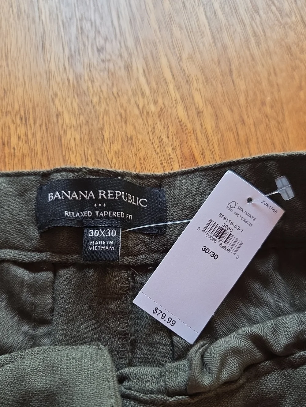 Banana Republic Olive Relaxed Fit Linen Cotton Pants 30x30
